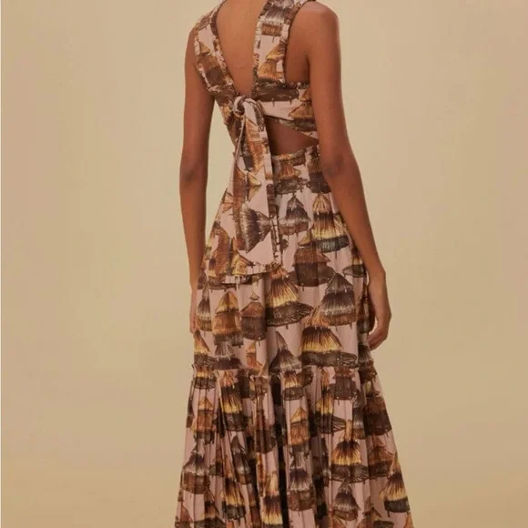 FARM Rio Malocas Beige Sleeveless Midi Dress - Picture 3 of 8